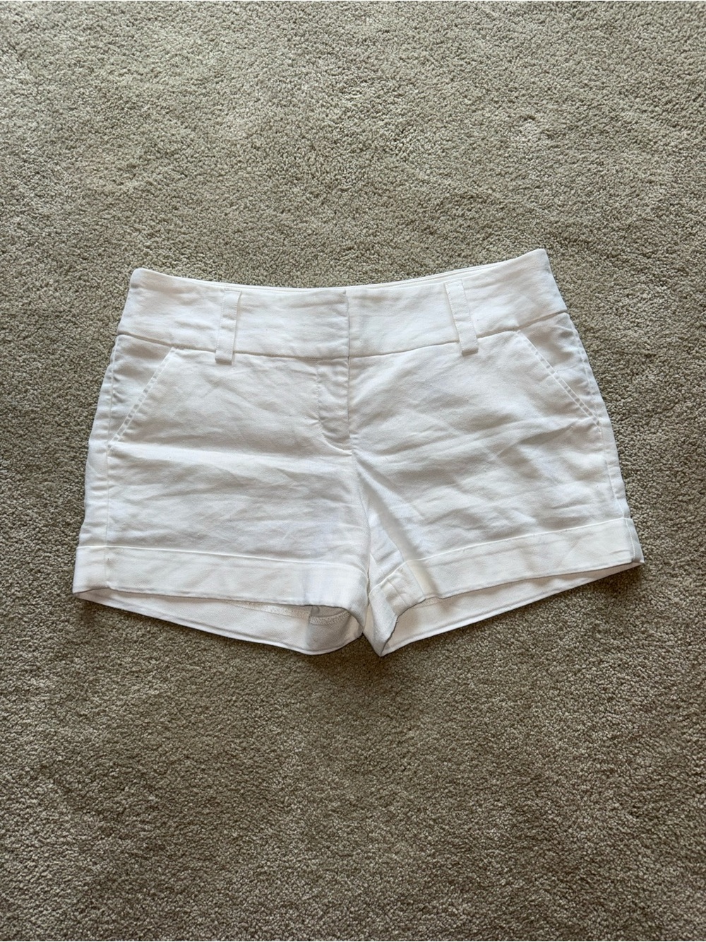 Express White High-Waist Linen-Blend Shorts